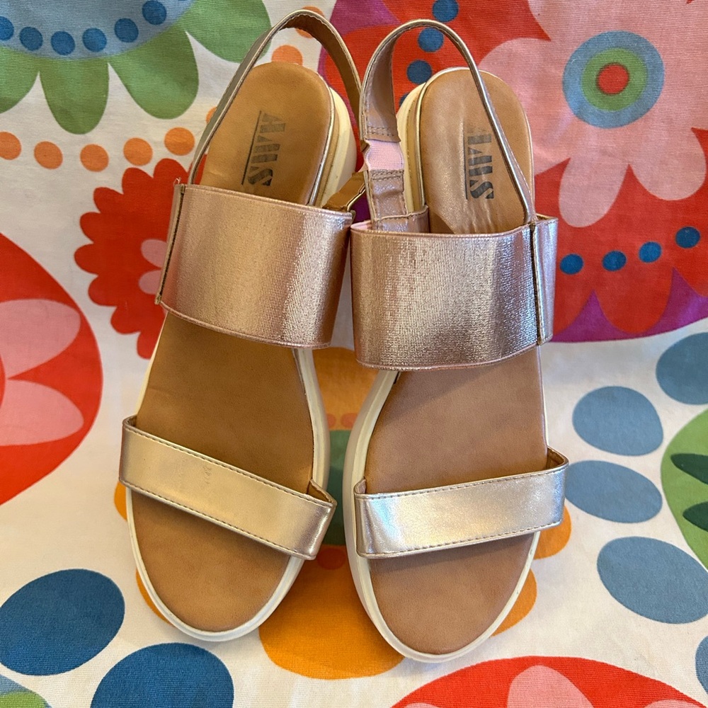 AMS Rose Gold Strappy Platform Sandals